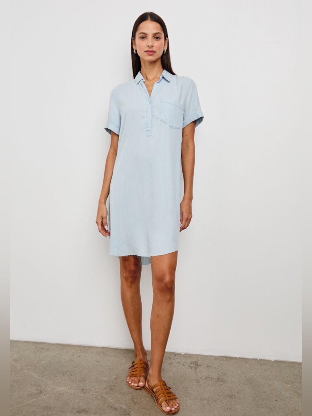 Rails Light Blue Frayed Hem Shirt Dress